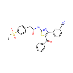 CCS(=O)(=O)c1ccc(CC(=O)Nc2nc(-c3cccc(C#N)c3)c(C(=O)c3ccccc3)s2)cc1 ZINC000103232888