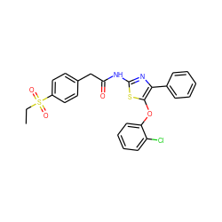 CCS(=O)(=O)c1ccc(CC(=O)Nc2nc(-c3ccccc3)c(Oc3ccccc3Cl)s2)cc1 ZINC000203335785