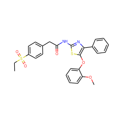 CCS(=O)(=O)c1ccc(CC(=O)Nc2nc(-c3ccccc3)c(Oc3ccccc3OC)s2)cc1 ZINC000473109967