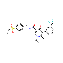 CCS(=O)(=O)c1ccc(CNC(=O)c2cn(C(C)C)c(C)c(-c3cccc(C(F)(F)F)c3)c2=O)cc1 ZINC000148769327