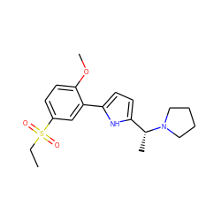 CCS(=O)(=O)c1ccc(OC)c(-c2ccc([C@@H](C)N3CCCC3)[nH]2)c1 ZINC000028237760