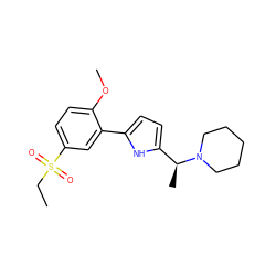 CCS(=O)(=O)c1ccc(OC)c(-c2ccc([C@H](C)N3CCCCC3)[nH]2)c1 ZINC000000835058