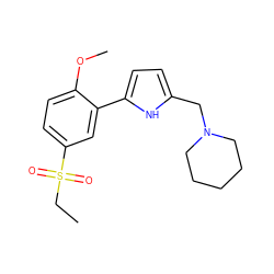 CCS(=O)(=O)c1ccc(OC)c(-c2ccc(CN3CCCCC3)[nH]2)c1 ZINC000000835055