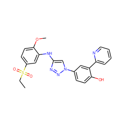 CCS(=O)(=O)c1ccc(OC)c(Nc2cn(-c3ccc(O)c(-c4ccccn4)c3)nn2)c1 ZINC000060386928