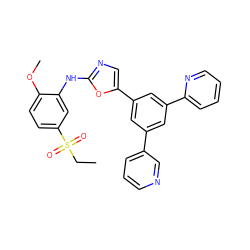 CCS(=O)(=O)c1ccc(OC)c(Nc2ncc(-c3cc(-c4cccnc4)cc(-c4ccccn4)c3)o2)c1 ZINC000043117544