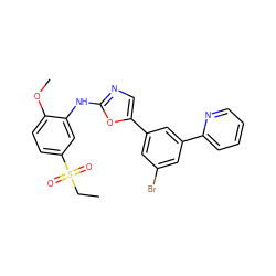 CCS(=O)(=O)c1ccc(OC)c(Nc2ncc(-c3cc(Br)cc(-c4ccccn4)c3)o2)c1 ZINC000066276801