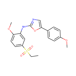 CCS(=O)(=O)c1ccc(OC)c(Nc2ncc(-c3ccc(OC)cc3)o2)c1 ZINC000013611305