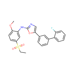 CCS(=O)(=O)c1ccc(OC)c(Nc2ncc(-c3cccc(-c4ccccc4F)c3)o2)c1 ZINC000008582003