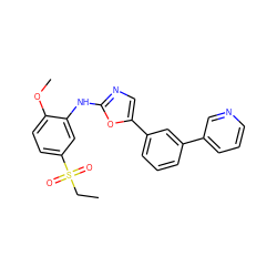 CCS(=O)(=O)c1ccc(OC)c(Nc2ncc(-c3cccc(-c4cccnc4)c3)o2)c1 ZINC000013611329