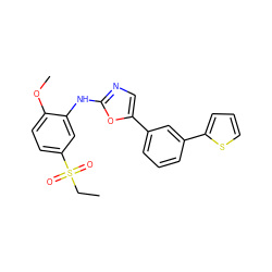 CCS(=O)(=O)c1ccc(OC)c(Nc2ncc(-c3cccc(-c4cccs4)c3)o2)c1 ZINC000013611324