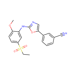 CCS(=O)(=O)c1ccc(OC)c(Nc2ncc(-c3cccc(C#N)c3)o2)c1 ZINC000013611296