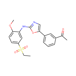 CCS(=O)(=O)c1ccc(OC)c(Nc2ncc(-c3cccc(C(C)=O)c3)o2)c1 ZINC000013611321