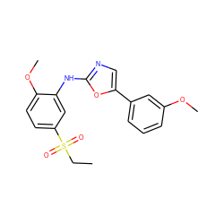 CCS(=O)(=O)c1ccc(OC)c(Nc2ncc(-c3cccc(OC)c3)o2)c1 ZINC000013611299