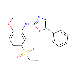 CCS(=O)(=O)c1ccc(OC)c(Nc2ncc(-c3ccccc3)o2)c1 ZINC000013611288