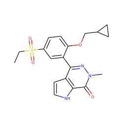CCS(=O)(=O)c1ccc(OCC2CC2)c(-c2nn(C)c(=O)c3[nH]ccc23)c1 ZINC000146405159