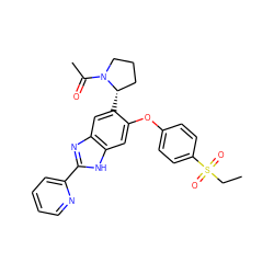 CCS(=O)(=O)c1ccc(Oc2cc3[nH]c(-c4ccccn4)nc3cc2[C@H]2CCCN2C(C)=O)cc1 ZINC000043018628