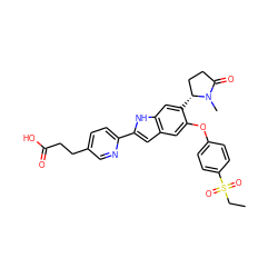 CCS(=O)(=O)c1ccc(Oc2cc3cc(-c4ccc(CCC(=O)O)cn4)[nH]c3cc2[C@@H]2CCC(=O)N2C)cc1 ZINC000209680266