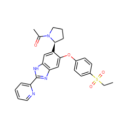 CCS(=O)(=O)c1ccc(Oc2cc3nc(-c4ccccn4)[nH]c3cc2[C@@H]2CCCN2C(C)=O)cc1 ZINC000043018626