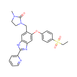 CCS(=O)(=O)c1ccc(Oc2cc3nc(-c4ccccn4)[nH]c3cc2CN2CCN(C)C2=O)cc1 ZINC000045351758