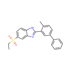 CCS(=O)(=O)c1ccc2[nH]c(-c3cc(-c4ccccc4)ccc3C)nc2c1 ZINC000084688065