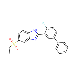 CCS(=O)(=O)c1ccc2[nH]c(-c3cc(-c4ccccc4)ccc3F)nc2c1 ZINC000084689114