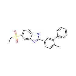 CCS(=O)(=O)c1ccc2[nH]c(-c3ccc(C)c(-c4ccccc4)c3)nc2c1 ZINC000084688066