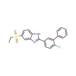 CCS(=O)(=O)c1ccc2[nH]c(-c3ccc(Cl)c(-c4ccccc4)c3)nc2c1 ZINC000084688357