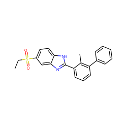 CCS(=O)(=O)c1ccc2[nH]c(-c3cccc(-c4ccccc4)c3C)nc2c1 ZINC000084688358