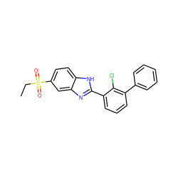 CCS(=O)(=O)c1ccc2[nH]c(-c3cccc(-c4ccccc4)c3Cl)nc2c1 ZINC000084688355