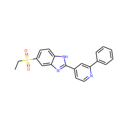 CCS(=O)(=O)c1ccc2[nH]c(-c3ccnc(-c4ccccc4)c3)nc2c1 ZINC000084687154