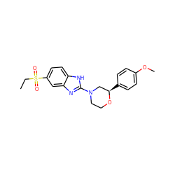 CCS(=O)(=O)c1ccc2[nH]c(N3CCO[C@H](c4ccc(OC)cc4)C3)nc2c1 ZINC000095575606
