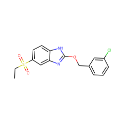 CCS(=O)(=O)c1ccc2[nH]c(OCc3cccc(Cl)c3)nc2c1 ZINC000095593116