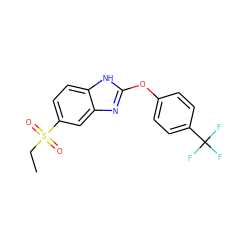 CCS(=O)(=O)c1ccc2[nH]c(Oc3ccc(C(F)(F)F)cc3)nc2c1 ZINC000095593907