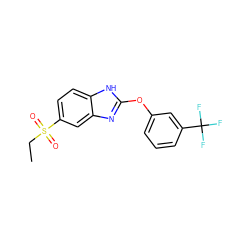 CCS(=O)(=O)c1ccc2[nH]c(Oc3cccc(C(F)(F)F)c3)nc2c1 ZINC000095598156