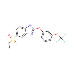 CCS(=O)(=O)c1ccc2[nH]c(Oc3cccc(OC(F)(F)F)c3)nc2c1 ZINC000095597035