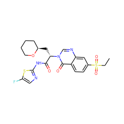 CCS(=O)(=O)c1ccc2c(=O)n([C@@H](C[C@@H]3CCCCO3)C(=O)Nc3ncc(F)s3)cnc2c1 ZINC000095602197