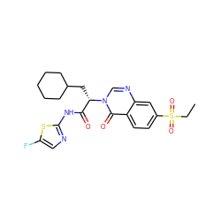 CCS(=O)(=O)c1ccc2c(=O)n([C@@H](CC3CCCCC3)C(=O)Nc3ncc(F)s3)cnc2c1 ZINC000095604757