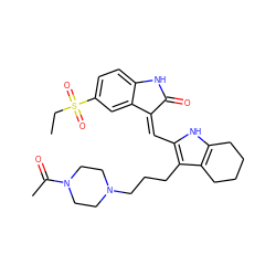 CCS(=O)(=O)c1ccc2c(c1)/C(=C/c1[nH]c3c(c1CCCN1CCN(C(C)=O)CC1)CCCC3)C(=O)N2 ZINC000013588491