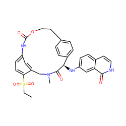 CCS(=O)(=O)c1ccc2cc1CN(C)C(=O)[C@H](Nc1ccc3cc[nH]c(=O)c3c1)c1ccc(cc1)CCOC(=O)N2 ZINC001772604939