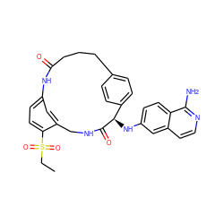 CCS(=O)(=O)c1ccc2cc1CNC(=O)[C@H](Nc1ccc3c(N)nccc3c1)c1ccc(cc1)CCCC(=O)N2 ZINC000142906431