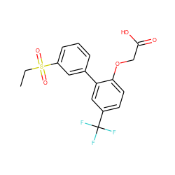 CCS(=O)(=O)c1cccc(-c2cc(C(F)(F)F)ccc2OCC(=O)O)c1 ZINC000071340586