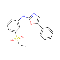 CCS(=O)(=O)c1cccc(Nc2ncc(-c3ccccc3)o2)c1 ZINC000013611265