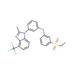 CCS(=O)(=O)c1cccc(Oc2cccc(-n3c(C)nc4c(C(F)(F)F)cccc43)c2)c1 ZINC000045350106