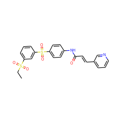 CCS(=O)(=O)c1cccc(S(=O)(=O)c2ccc(NC(=O)/C=C/c3cccnc3)cc2)c1 ZINC000142597972