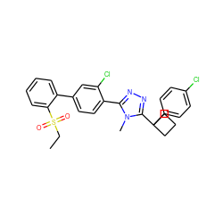 CCS(=O)(=O)c1ccccc1-c1ccc(-c2nnc(C3(c4ccc(Cl)cc4)CCC3)n2C)c(Cl)c1 ZINC000049881749