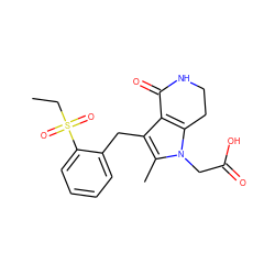 CCS(=O)(=O)c1ccccc1Cc1c2c(n(CC(=O)O)c1C)CCNC2=O ZINC000205460853