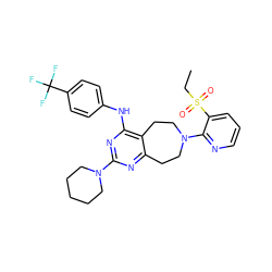 CCS(=O)(=O)c1cccnc1N1CCc2nc(N3CCCCC3)nc(Nc3ccc(C(F)(F)F)cc3)c2CC1 ZINC000147616286