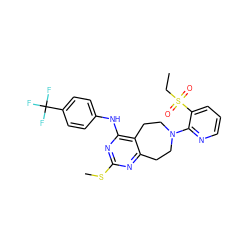 CCS(=O)(=O)c1cccnc1N1CCc2nc(SC)nc(Nc3ccc(C(F)(F)F)cc3)c2CC1 ZINC000148608831