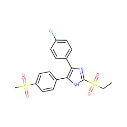 CCS(=O)(=O)c1nc(-c2ccc(Cl)cc2)c(-c2ccc(S(C)(=O)=O)cc2)[nH]1 ZINC000095601119