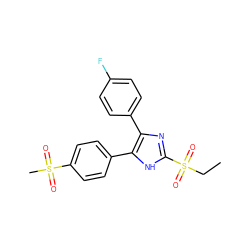 CCS(=O)(=O)c1nc(-c2ccc(F)cc2)c(-c2ccc(S(C)(=O)=O)cc2)[nH]1 ZINC000095603159